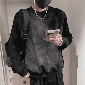 WY268-M-3XL P78-控108腈纶15%尼龙15%涤纶70%插肩拼手袖麻花纹布图片