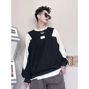 WY279-M-3XL P58-控88   65%棉，35%涤纶 牛角插肩拼接卫衣图片