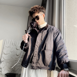 Y150-M-XL-P128控178 聚酯纤维 日系褂子风短款绗棉棉衣 廓形，男装棉衣，电商A216