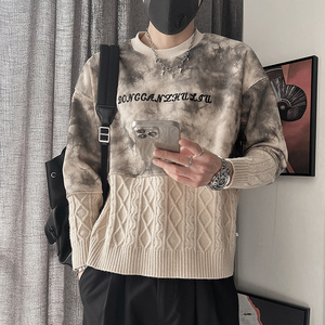 WY270-M-3XL P88-控118 腈纶15%尼龙15%涤纶70%上下拼针织拼卫衣图片