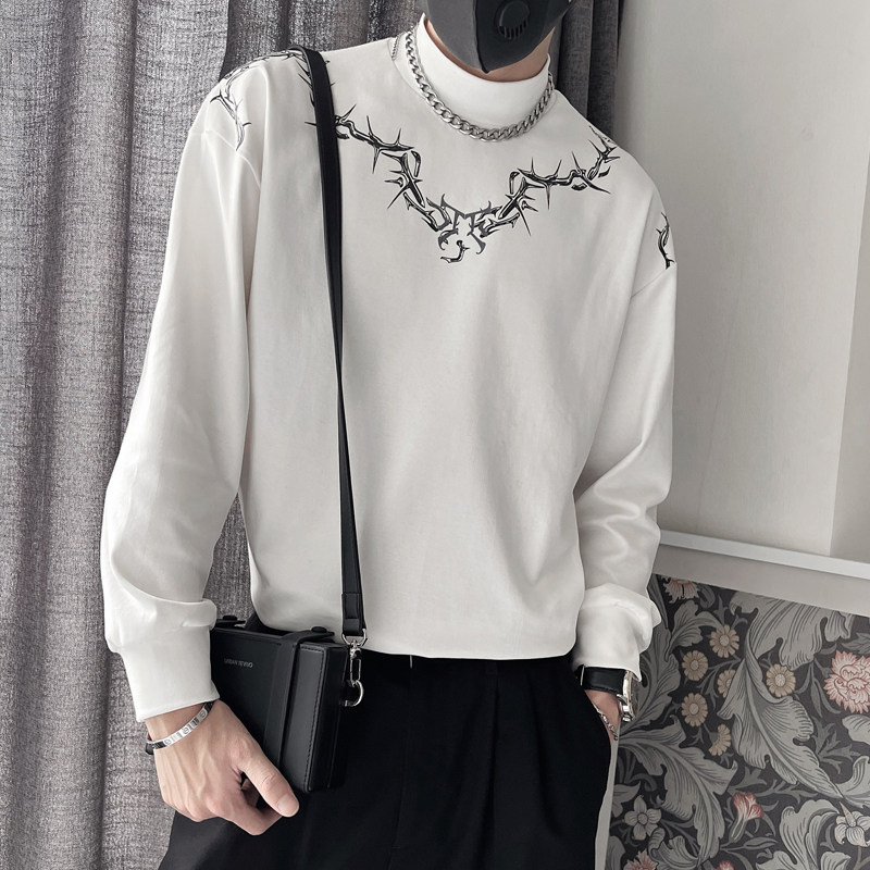 CX23-P48控68加绒P5865%棉35%聚酯纤维半高领加绒男卫衣中领T恤,男装T恤,电商A216