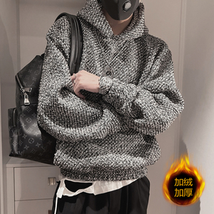 WY191-特P98控138高级感情侣装连帽卫衣秋冬加绒小香风编织外套
