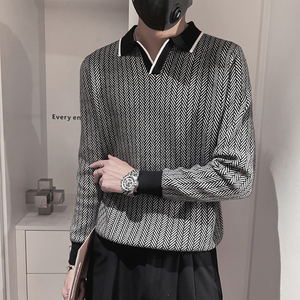 MX236-P68控98M-3XL 50%腈纶28%聚酯纤维22%锦纶翻领老钱风针织衫图片