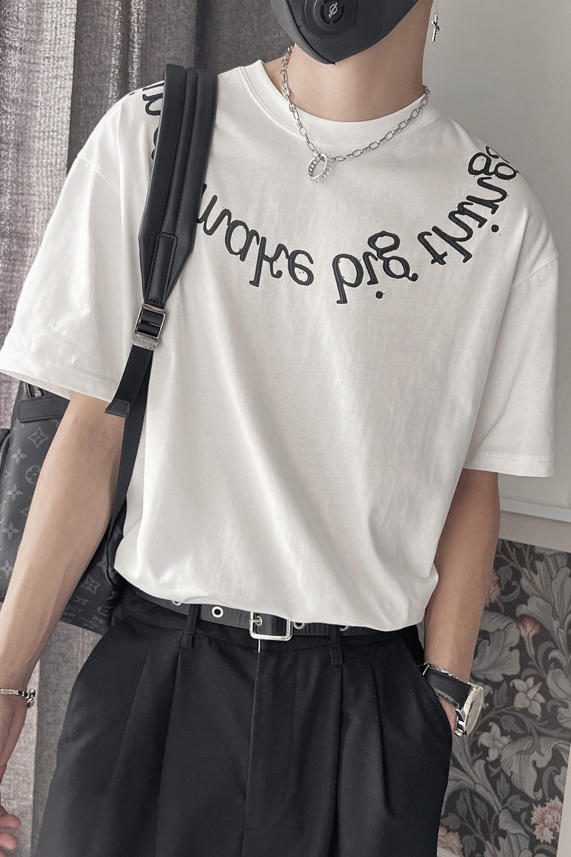 X10-P48控682023夏季新款男士t恤打底衫社会小伙短袖潮流上衣,男装T恤,电商A216