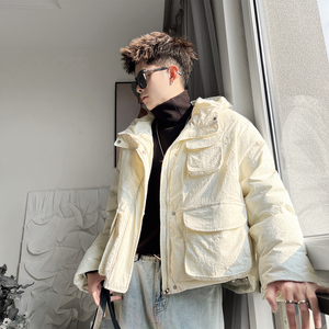 Y139-M-XL-P168控228 聚酯纤维 立体贴袋连帽不收底褂子型短图片