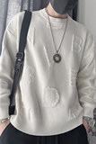 MX118-特P98控138冬季男士加厚毛衣套头针织衫圆领提花毛衫男白，男装针织衫/毛衣，电商A216