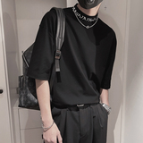 X02-P38控582023夏季新款宽松纯色半高领纯潮流社会小伙T恤男，男装T恤，电商A216