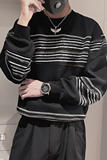 WY153-P68控982023秋季圆领条纹套头宽松卫衣社会小伙拼接卫衣，男装卫衣，电商A216