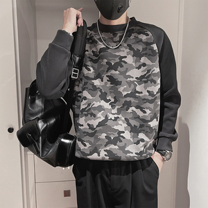 WY258-M-3XL-P68-控98   35%棉 65%涤纶 拼接迷彩卫衣 微阔版型图片