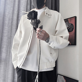 PY02-P178-控23888%锦纶12%氨纶廓形版型封领扣皮夹克裁剪结构风，男装夹克，电商A216