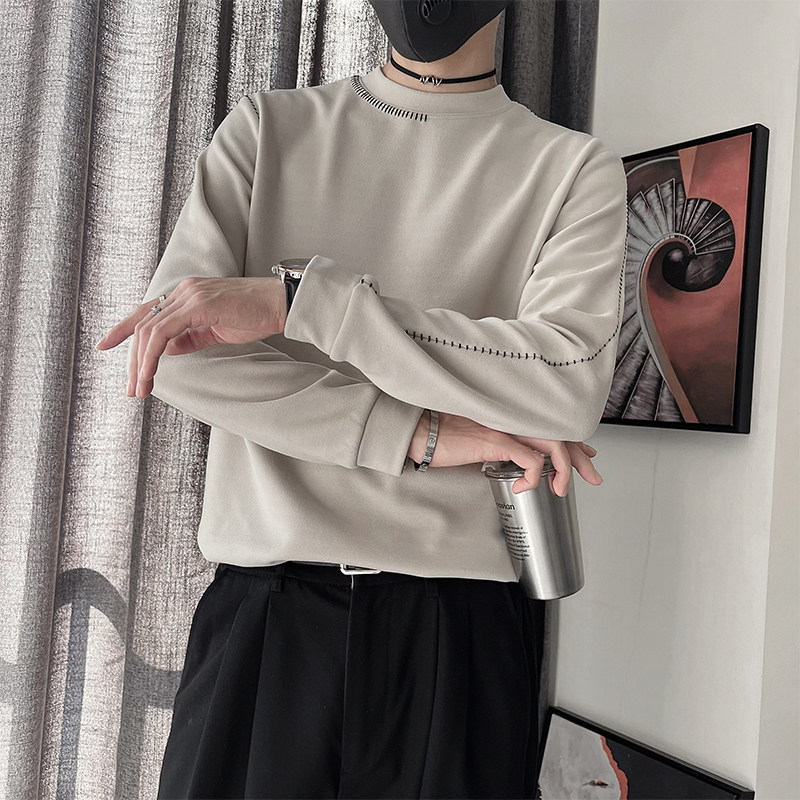 WY256M-3XL-P68-控98- 35%棉 65%涤纶 分割线纹绣打底衫 常规版型图片
