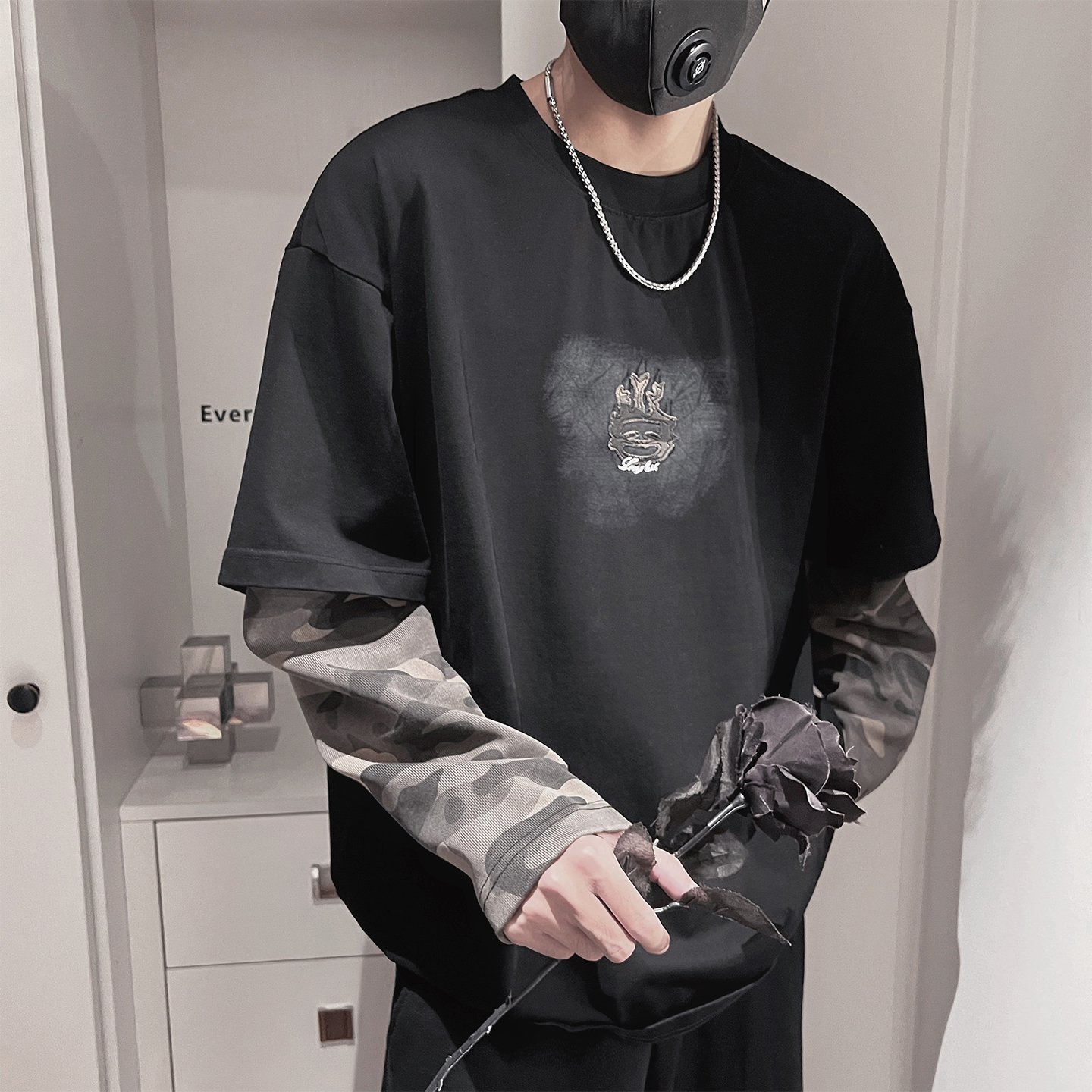 WY299-P68-控98M-2XL-P棉假两件套袖长袖，男装卫衣，电商A216