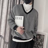 WY133-P68控98春季卫衣男格子衫鸡心领宽松套头长袖休闲卫衣，男装卫衣，电商A216