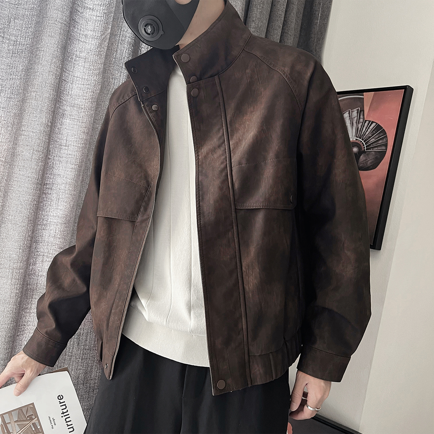 PY08-P138-控178-M-3XL-95%PU5%其他结构花皮皮衣，男装皮衣，电商A216