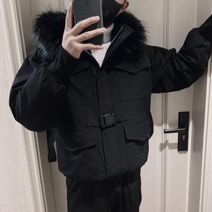 Y86-135 控175-2023新款冬季外套男高级感夹克男连帽潮牌毛领棉服图片