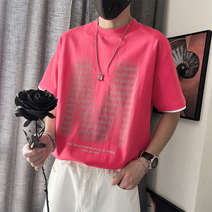 D155-P68-控98-68.8棉24.7聚酯纤维6.5氨纶面积印花反射字面短袖图片