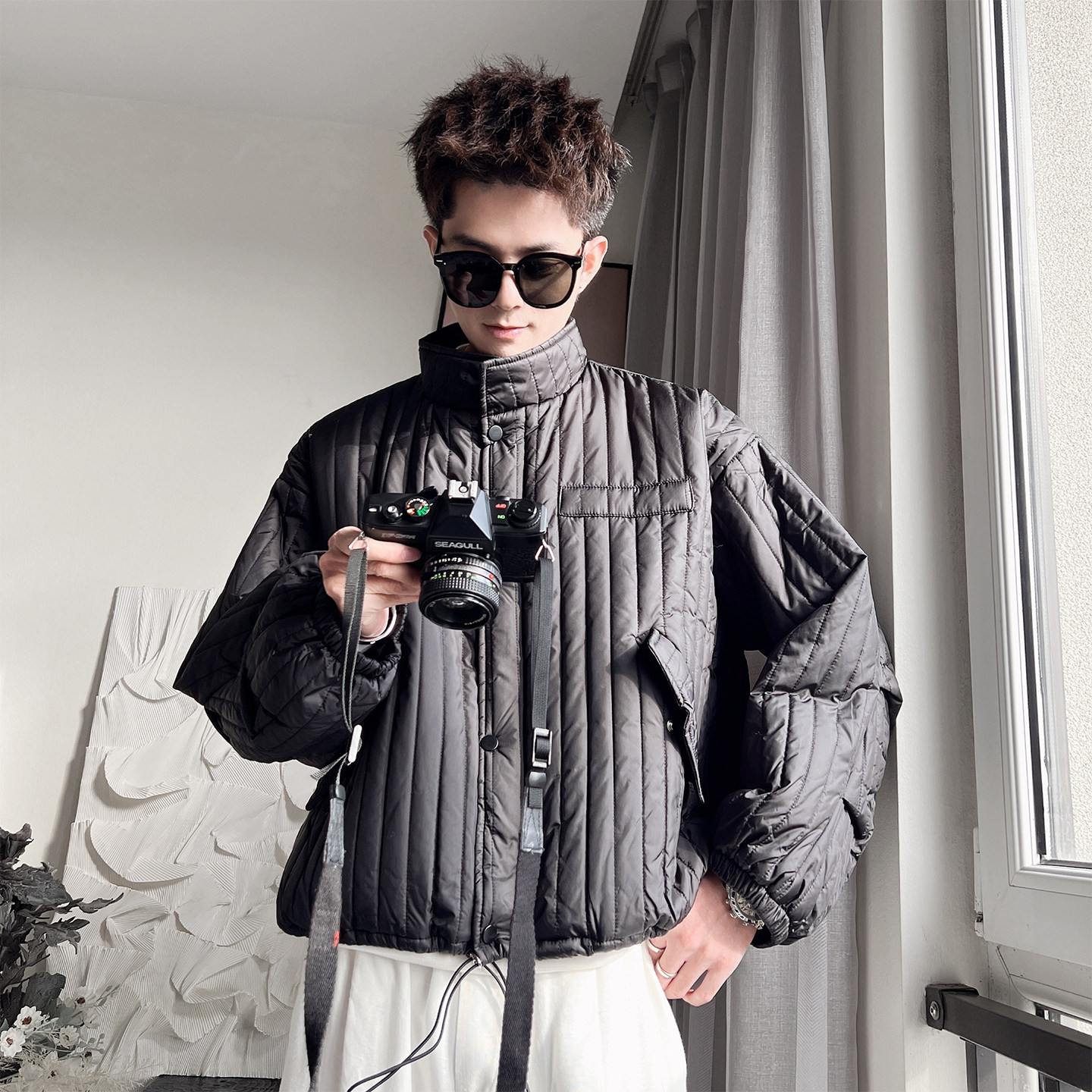 Y129P128-控178-M-XL-聚酯纤维通勤版棉袄袄胆可内穿棉衣，男装棉衣，电商A216