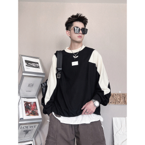 WY279-M-3XL P58-控88   65%棉，35%涤纶 牛角插肩拼接卫衣图片
