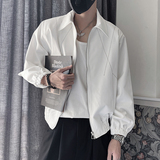 WT35-特P88控118涤纶新款薄款外套男翻领明线潮帅气夹克白，男装夹克，电商A216