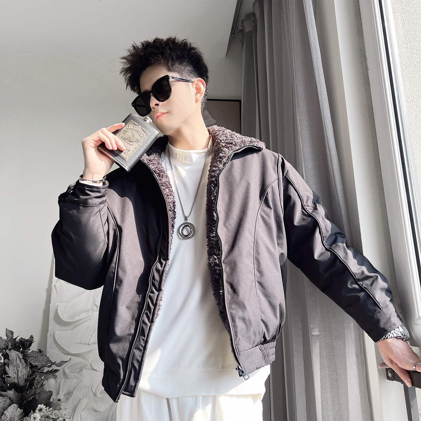 Y122-P138-控178-M-3XL-聚酯纤维座山雕棉衣，男装棉衣，电商A216