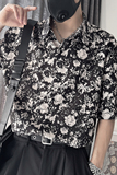 S30-P55控78夏季男士花色衬衣男尖领宽松复古小伙风衬衫男T恤，男装T恤，电商A216
