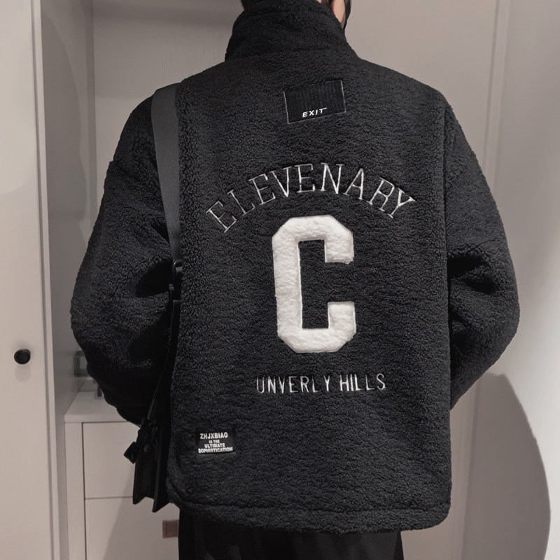 Y89-特P108-控1482023冬季摇颗粒绒加厚潮夹克痞帅羊羔毛棉衣服,男装棉衣,电商A216