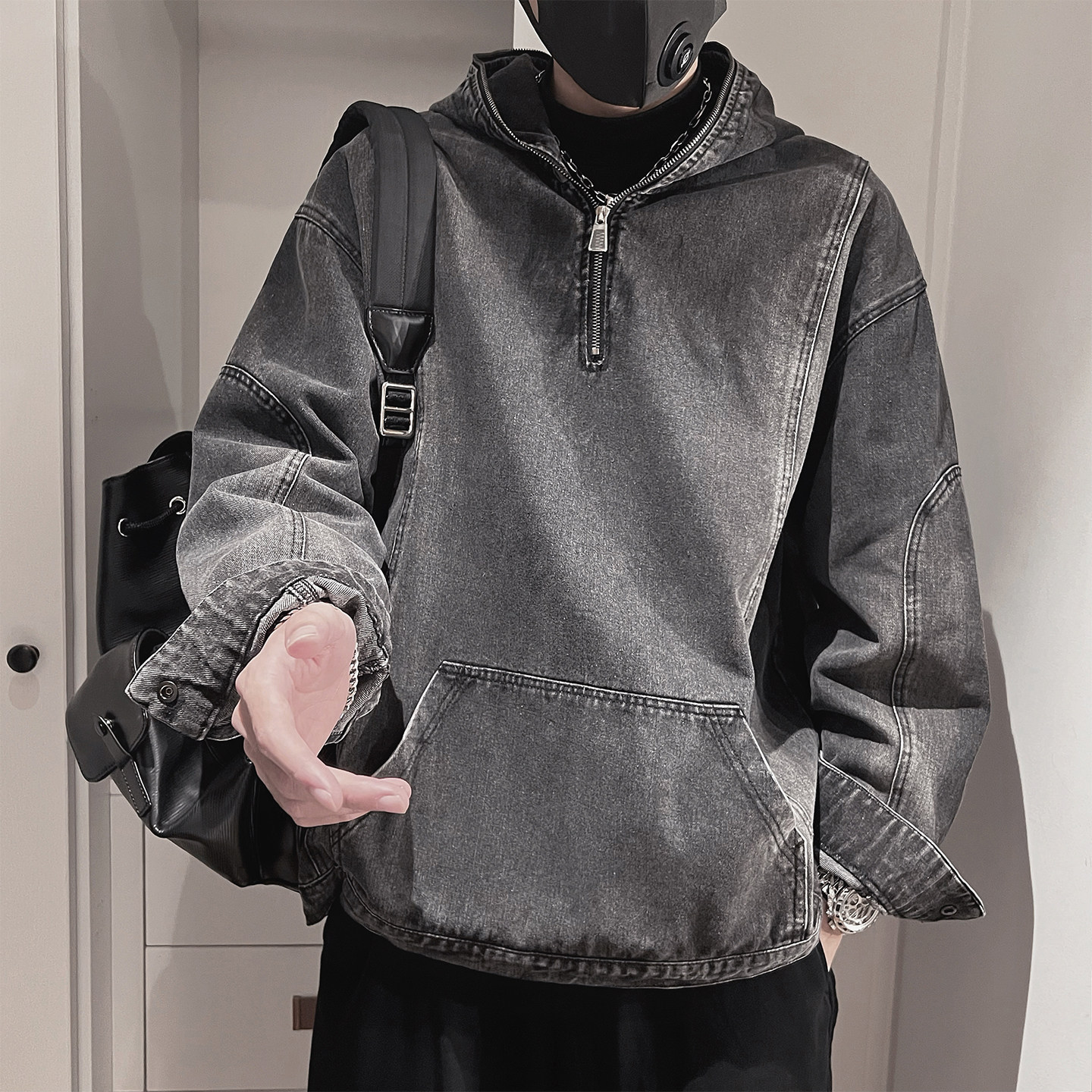 WT87-P118-控158-M-3XL-65%棉35%聚酯纤维牛仔套头外套,女装短外套,电商A216