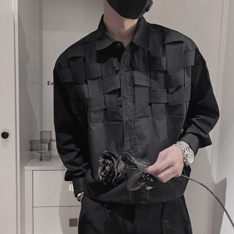 CS18-P68控982023秋季宽松衬衣男长袖休闲痞帅潮男帅气衬衣,男装衬衫,电商A216