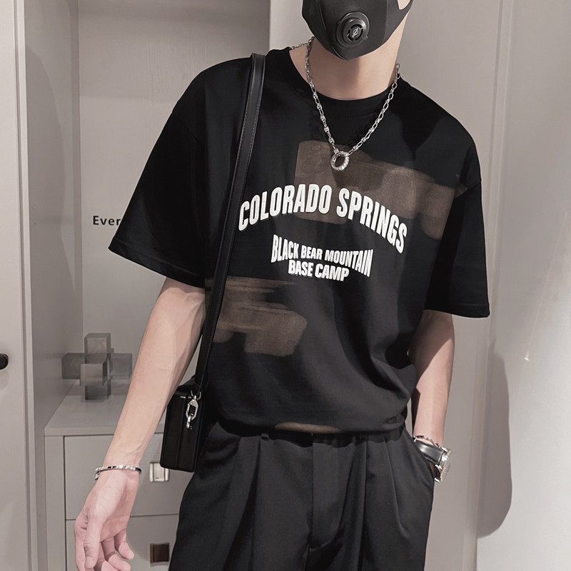 X11-P48 控68 夏季新款短袖男社会小伙男士印花宽松半袖T恤上衣图片