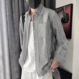 CS70-P68-控98M-3XL-聚酯纤维老钱细格子衬衫外套宽松阔版，男装衬衫，电商A216