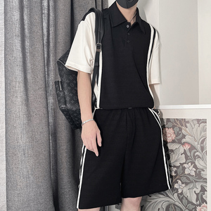 TZ51-P88 控138 运动套装男士夏季休闲短袖短裤两件套冰丝速干T恤图片