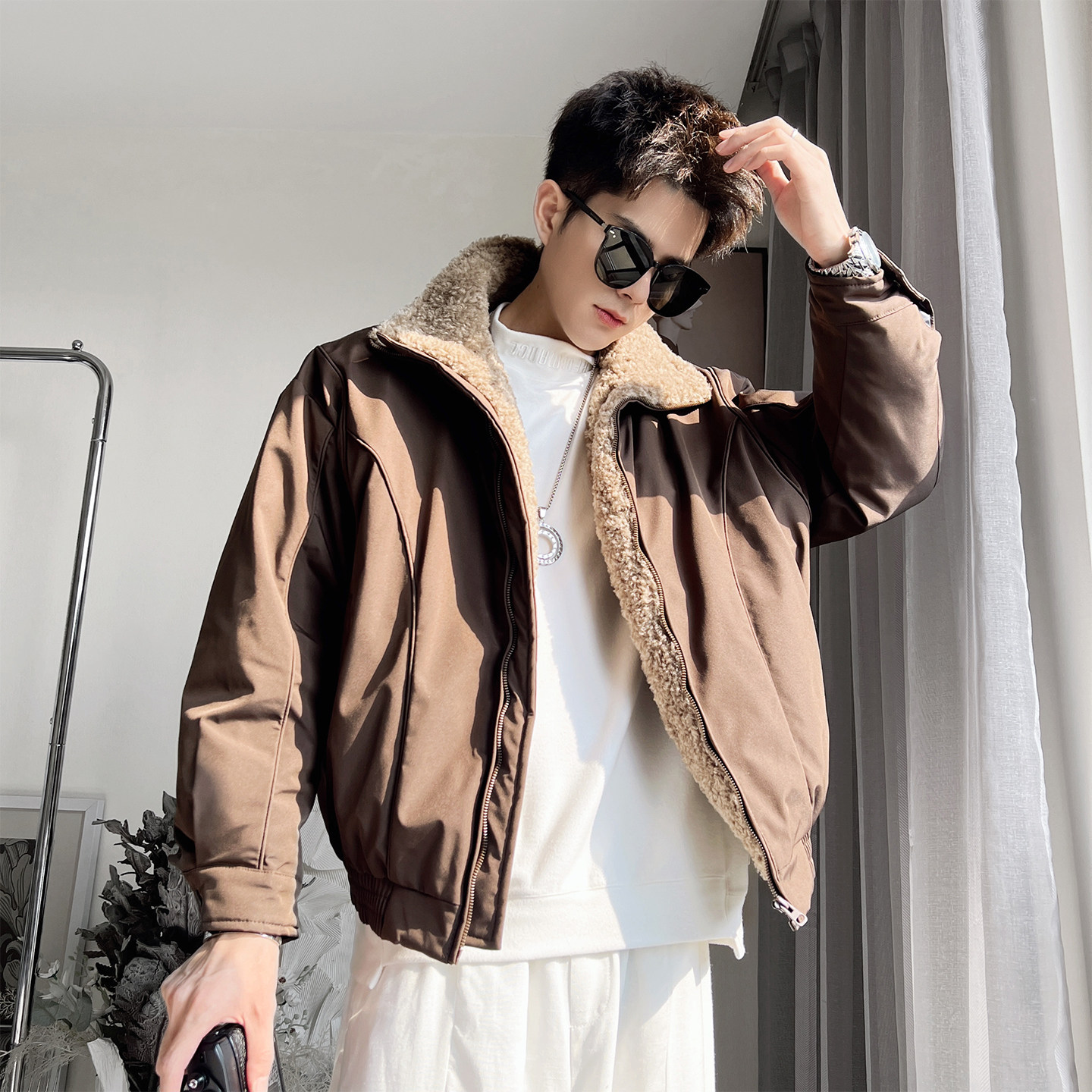 Y122-P138-控178-M-3XL-聚酯纤维座山雕棉衣，男装棉衣，电商A216