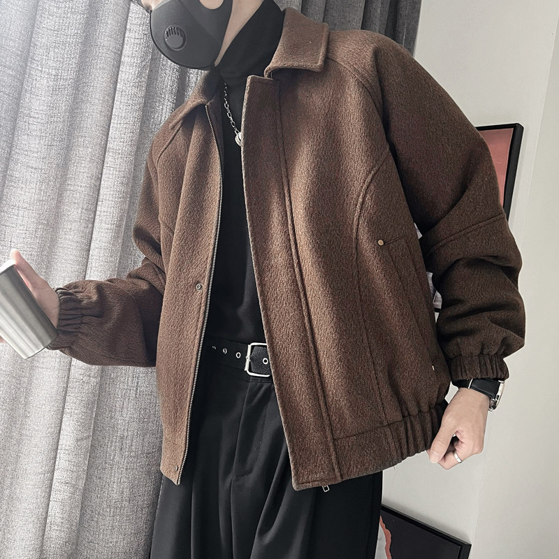 Y91-P198控268 外10%羊毛20%粘胶纤维 70%聚酯纤维门襟夹棉短款呢图片