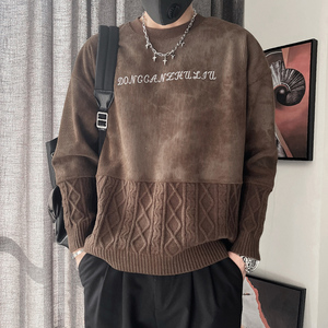 WY270-M-3XL P88-控118 腈纶15%尼龙15%涤纶70%上下拼针织拼卫衣图片
