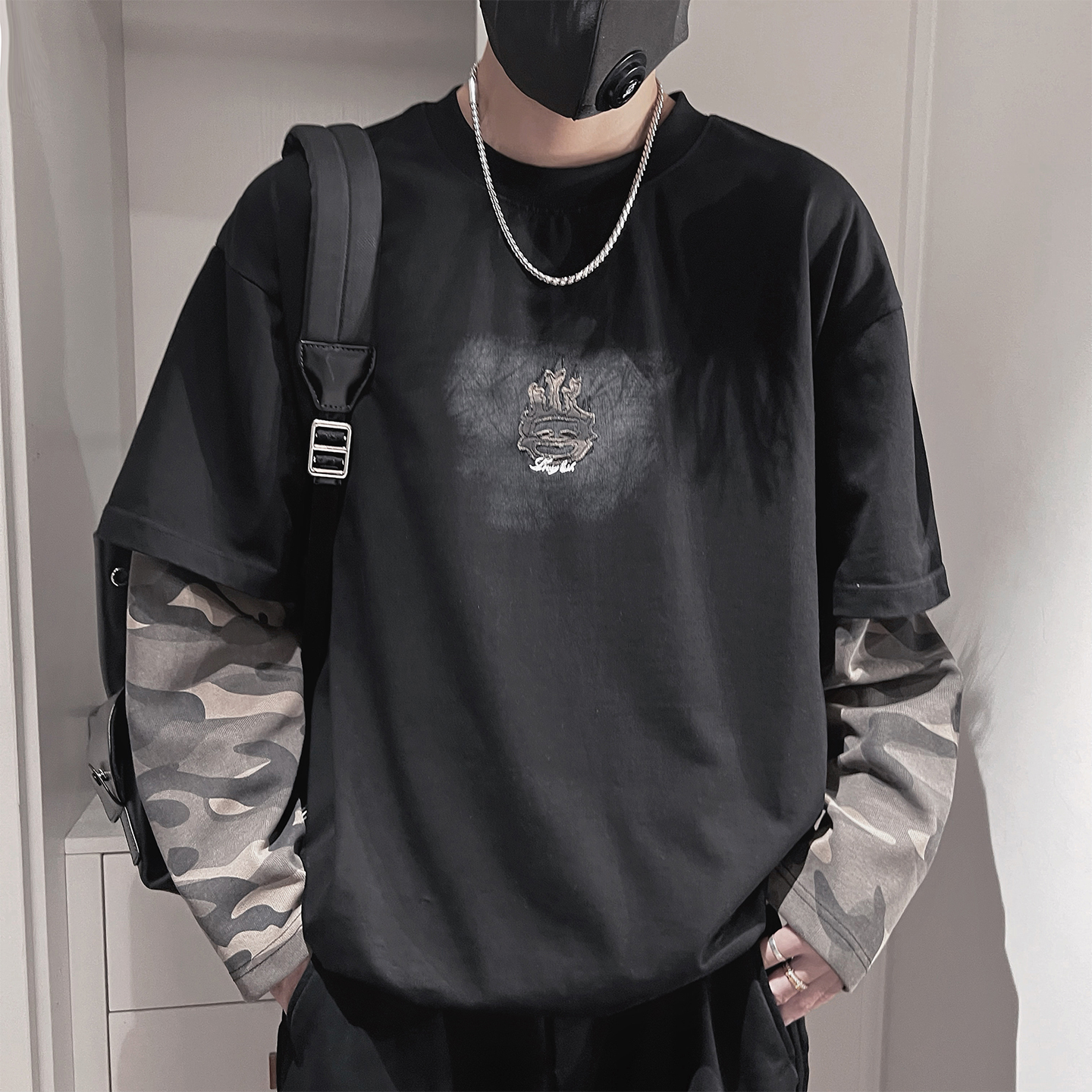 WY299-P68-控98M-2XL-P棉假两件套袖长袖，男装卫衣，电商A216