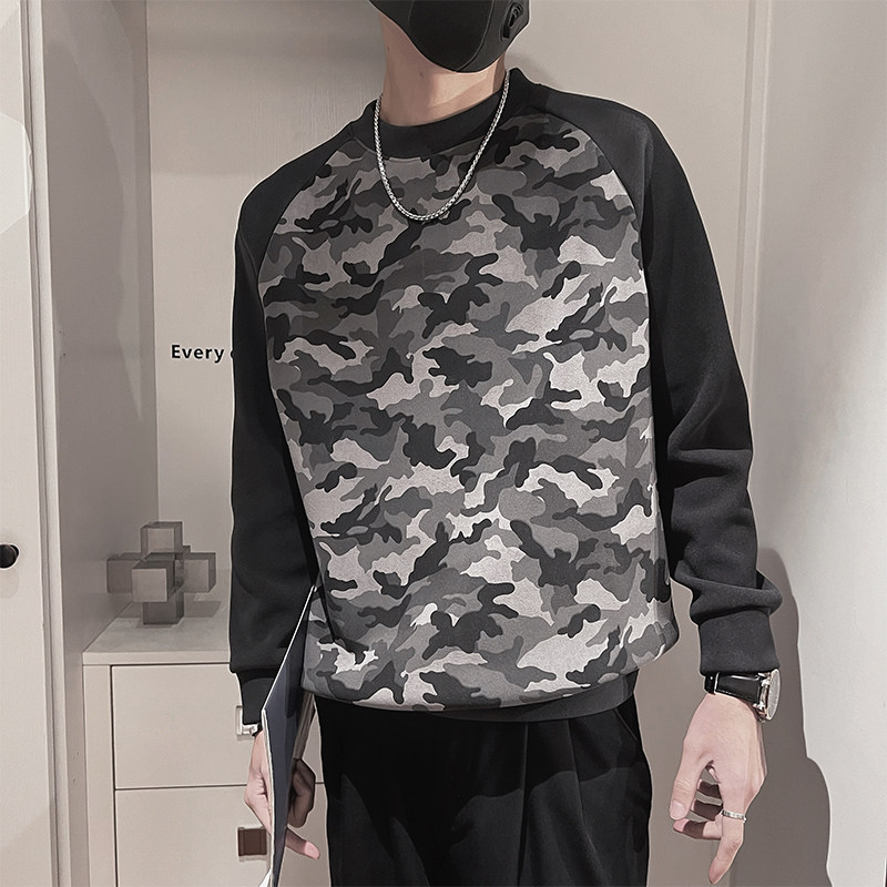 WY258-M-3XL-P68-控9835%棉65%涤纶拼接迷彩卫衣微阔版型,男装卫衣,电商A216