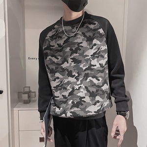 WY258-M-3XL-P68-控98   35%棉 65%涤纶 拼接迷彩卫衣 微阔版型图片