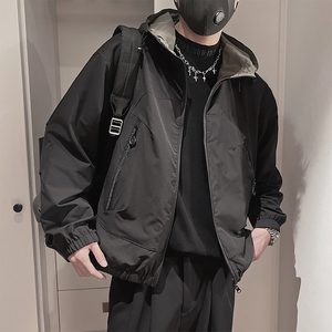 WT66-M-3XL-P118控158聚酯纤维连帽异色内衬双层夹克微阔版型图片