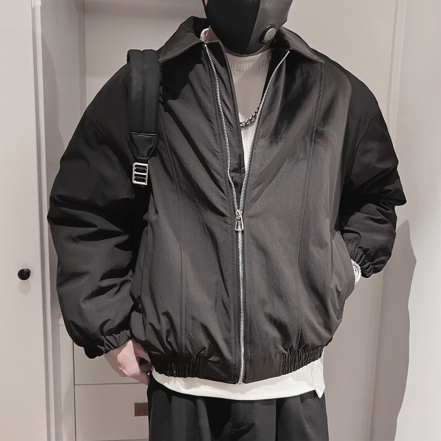 Y120-P138-控178-M-3XL-聚酯纤维廓形小翻领棉衣，男装棉衣，电商A216