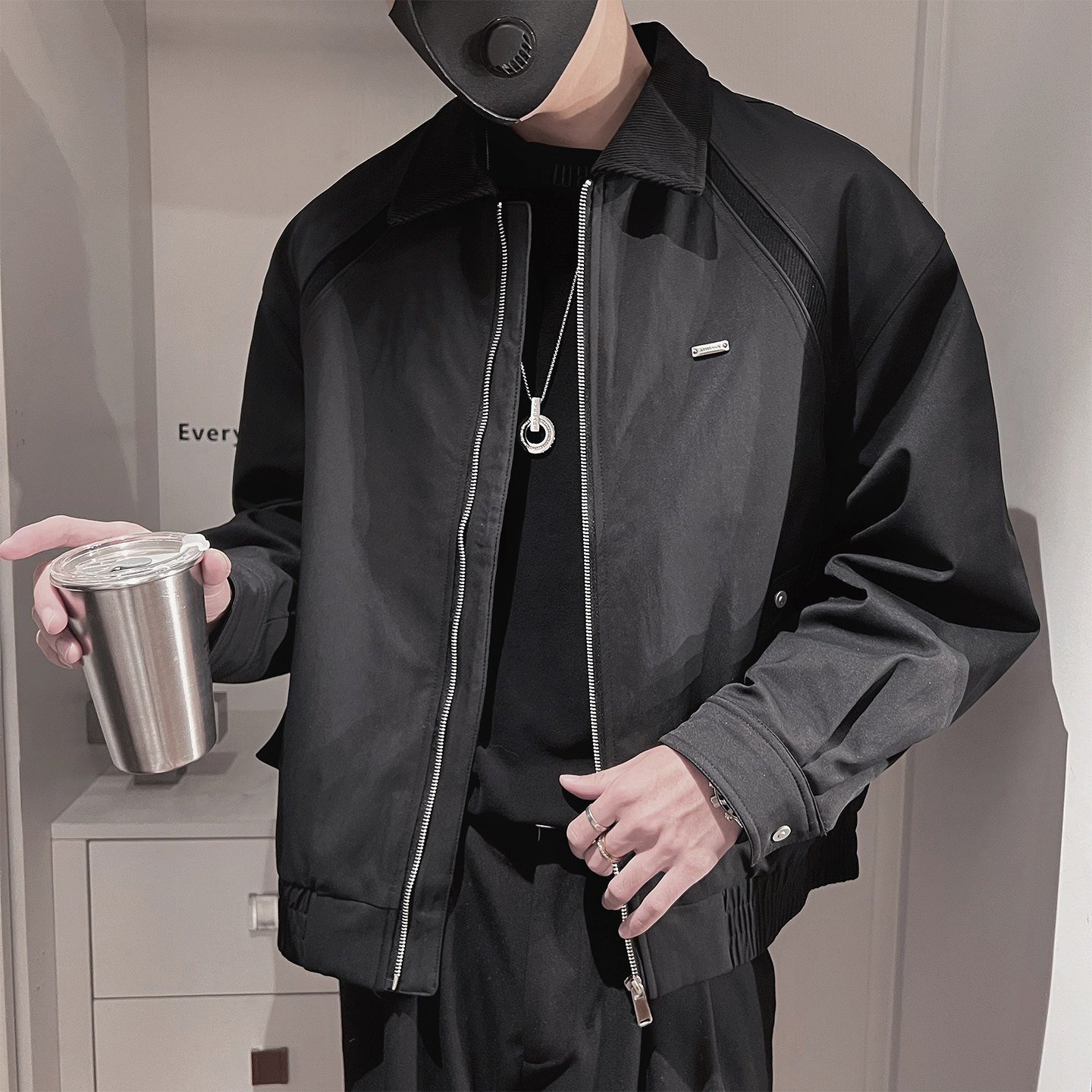 Y121-P158-控208-M-3XL-聚酯纤维结构镶织带棉衣,男装棉衣,电商A216