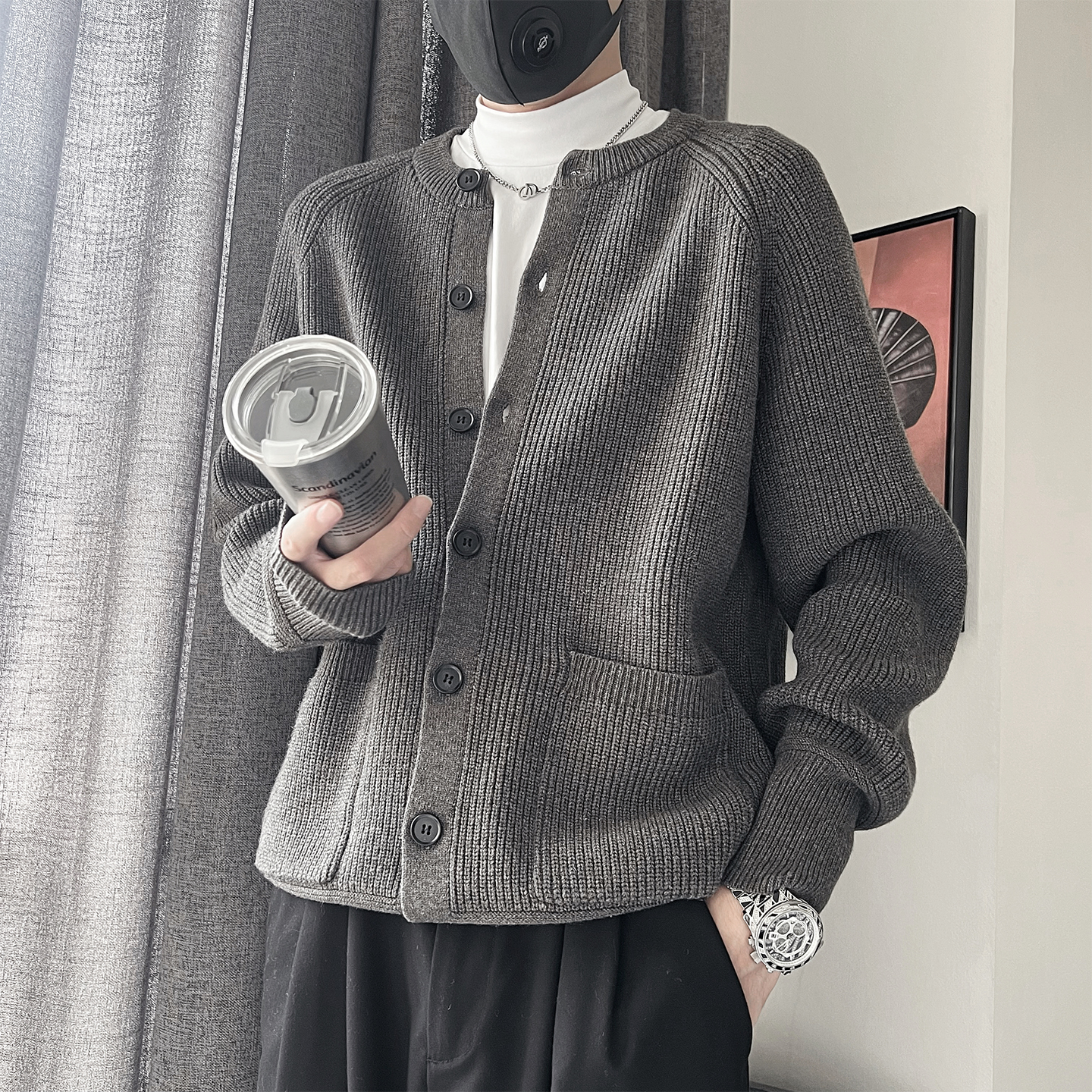 MX251-P118控158-M-3XL44.9%腈纶34.7%聚酯纤维20.4%棉衫毛衣外套，男装针织衫/毛衣，电商A216