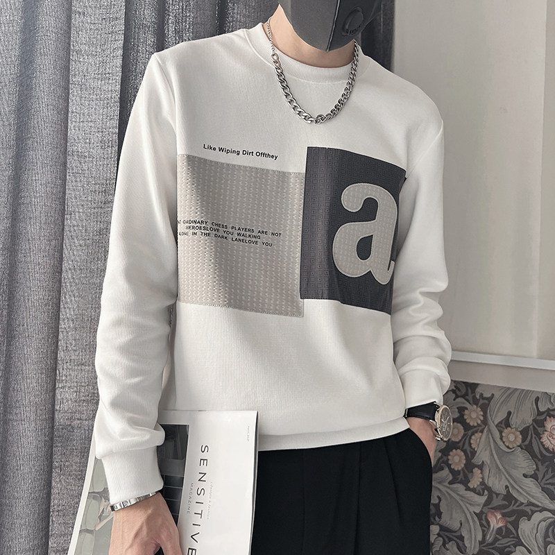 WY165-P68控98男士春秋季卫衣潮牌ins长袖男装上衣新款外套白,男装卫衣,电商A216