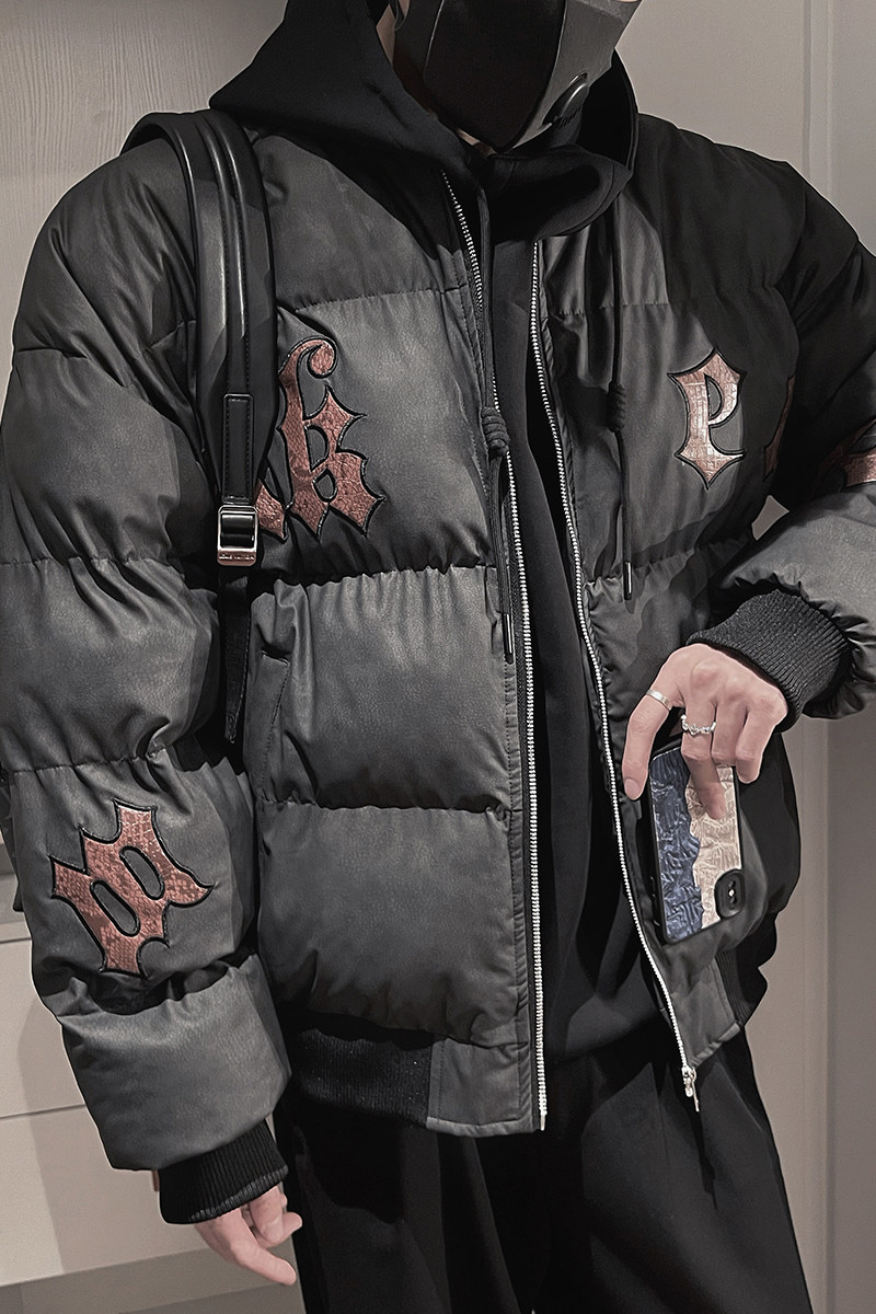 Y82-特P138控178字母刺绣加厚羽绒棉服外套宽松冬季面包服棉衣,男装棉衣,电商A216
