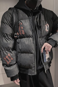 Y82-特P138控178 字母刺绣加厚羽绒棉服外套宽松冬季面包服棉衣图片