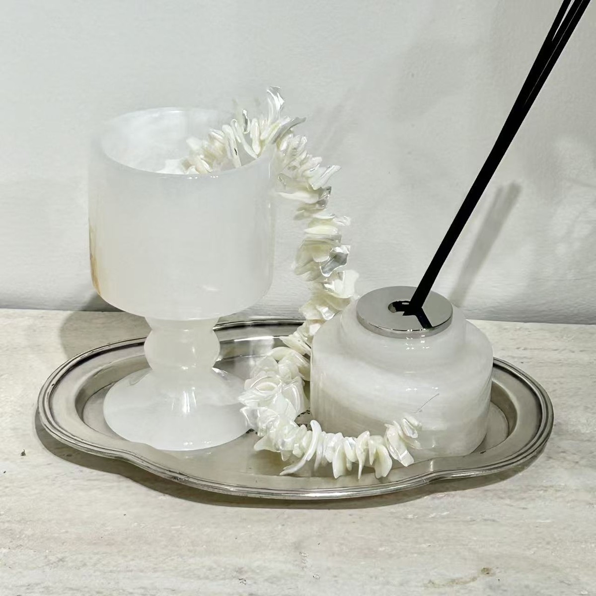 YOU物侘寂风天然石材香薰组合摆件现代创意托盘软装氛围感饰品,家居饰品,桌面摆件,淘宝优惠券,粉丝福利购,淘宝优惠卷