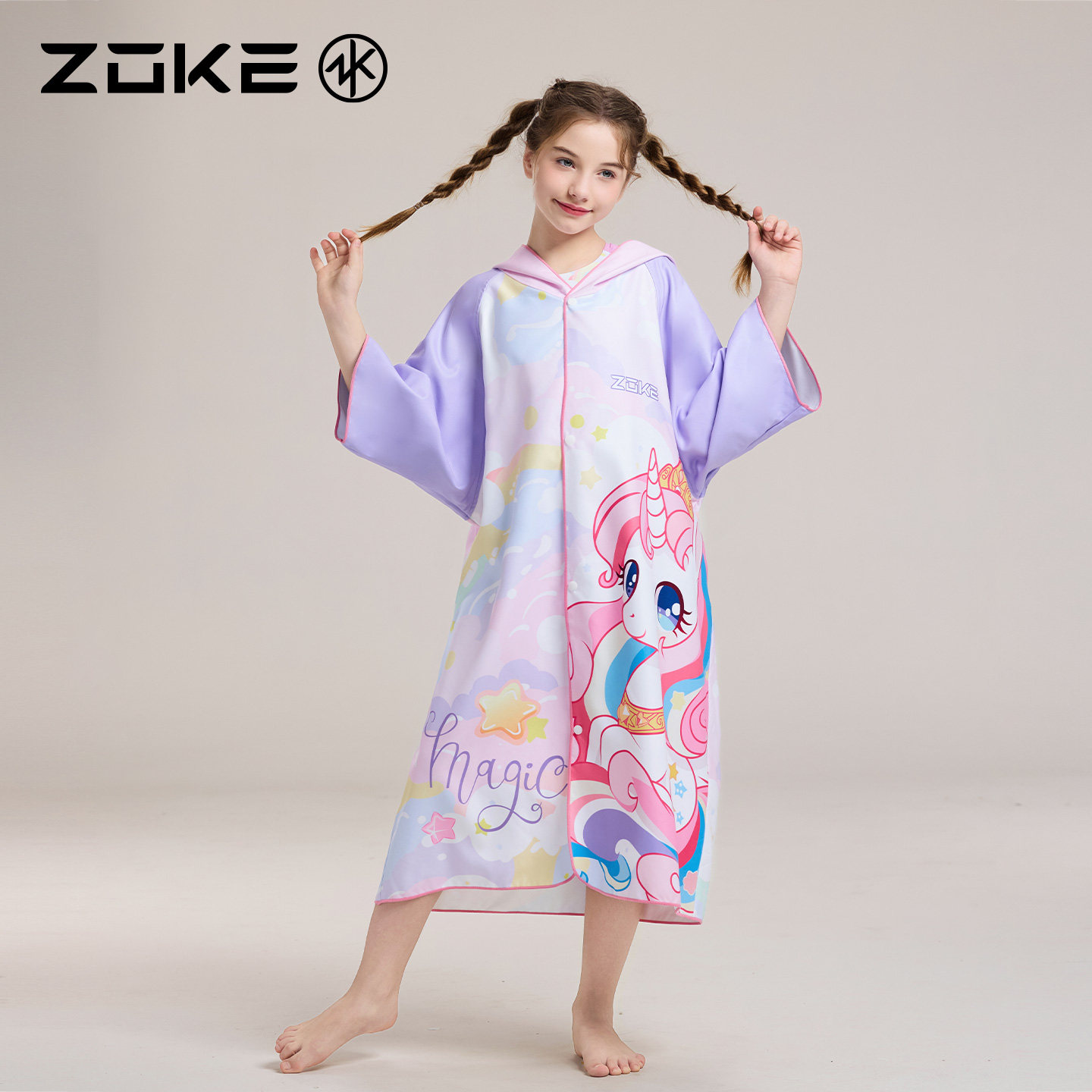 洲克儿童开衫浴袍吸水速干zoke女童连帽斗篷防寒保暖防晒游泳训练,运动/瑜伽/健身/球迷用品,浴巾/吸水巾,淘宝优惠券,粉丝福利购,淘宝优惠卷