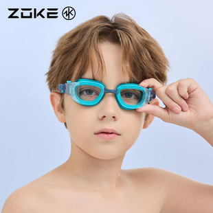 洲克儿童泳镜高清防水防雾zoke中大框女童游泳训练男童不勒眼专业