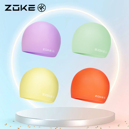 洲克水果泳帽防水护发护耳男女游泳训练长发不勒头防滑素色浴帽