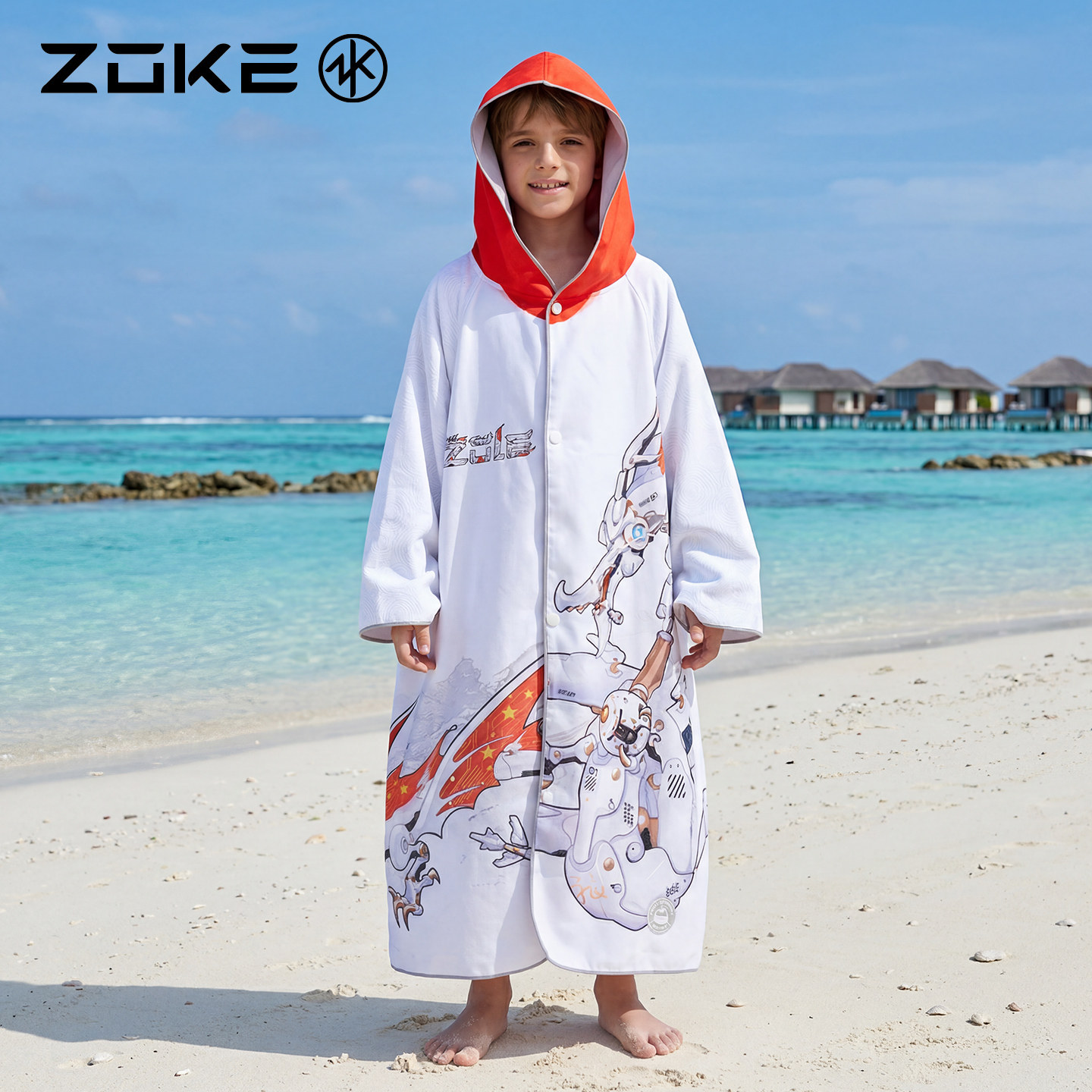 洲克游泳浴袍儿童斗篷吸水保暖春秋毛巾外套青少年训练泳衣浴巾