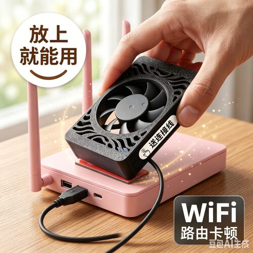 路由器散热器光猫散热风扇WiFi提速USB供电散热底座无需额外适配